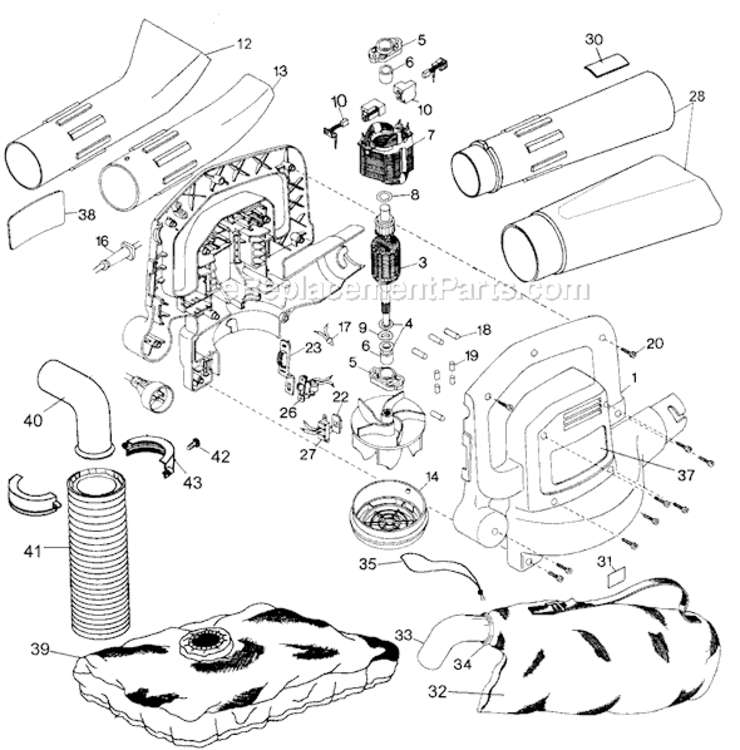 Page A Diagram and Parts List for BV500 Type 1 Black and Decker Leaf Blower / Vacuum